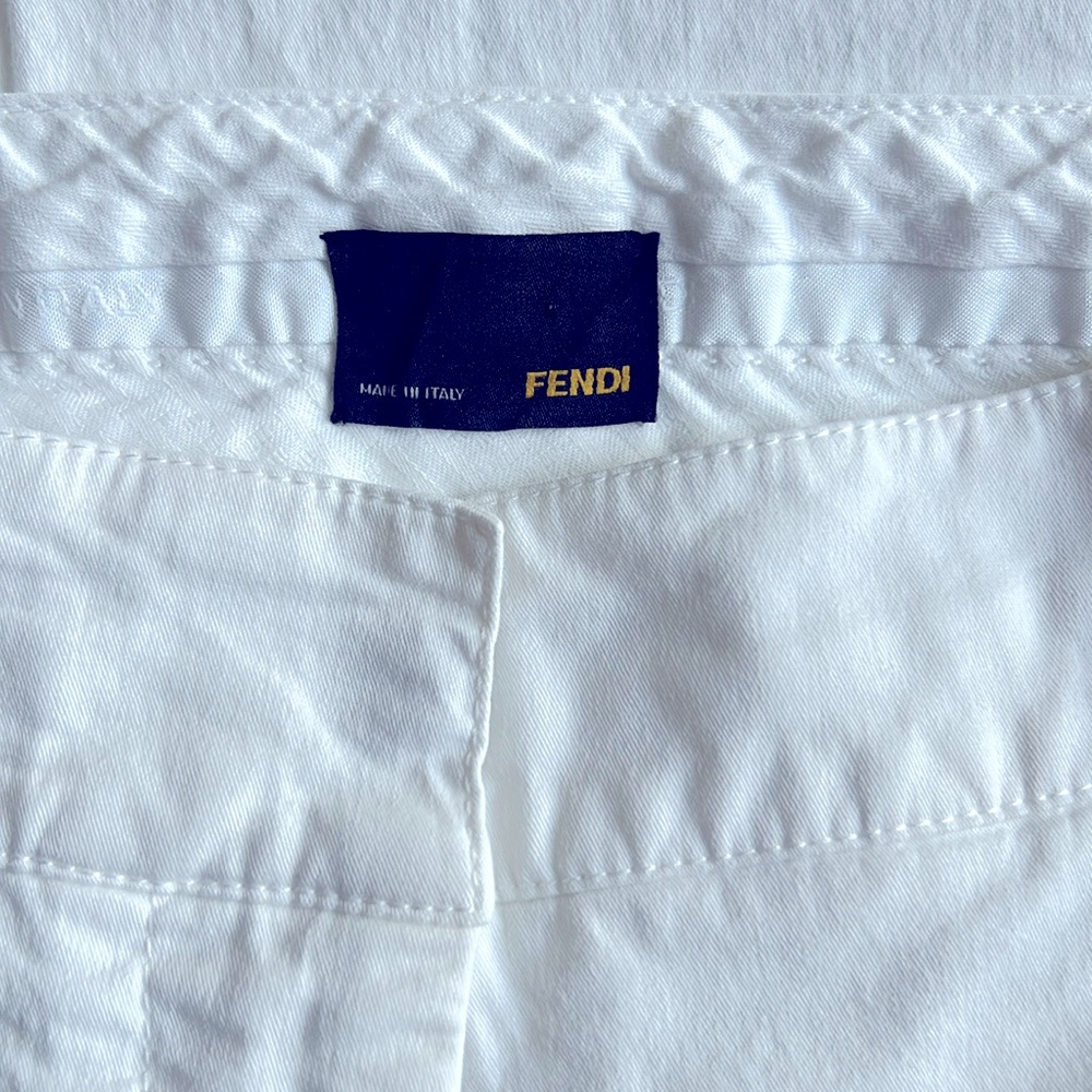 FENDI white wide-leg trousers.